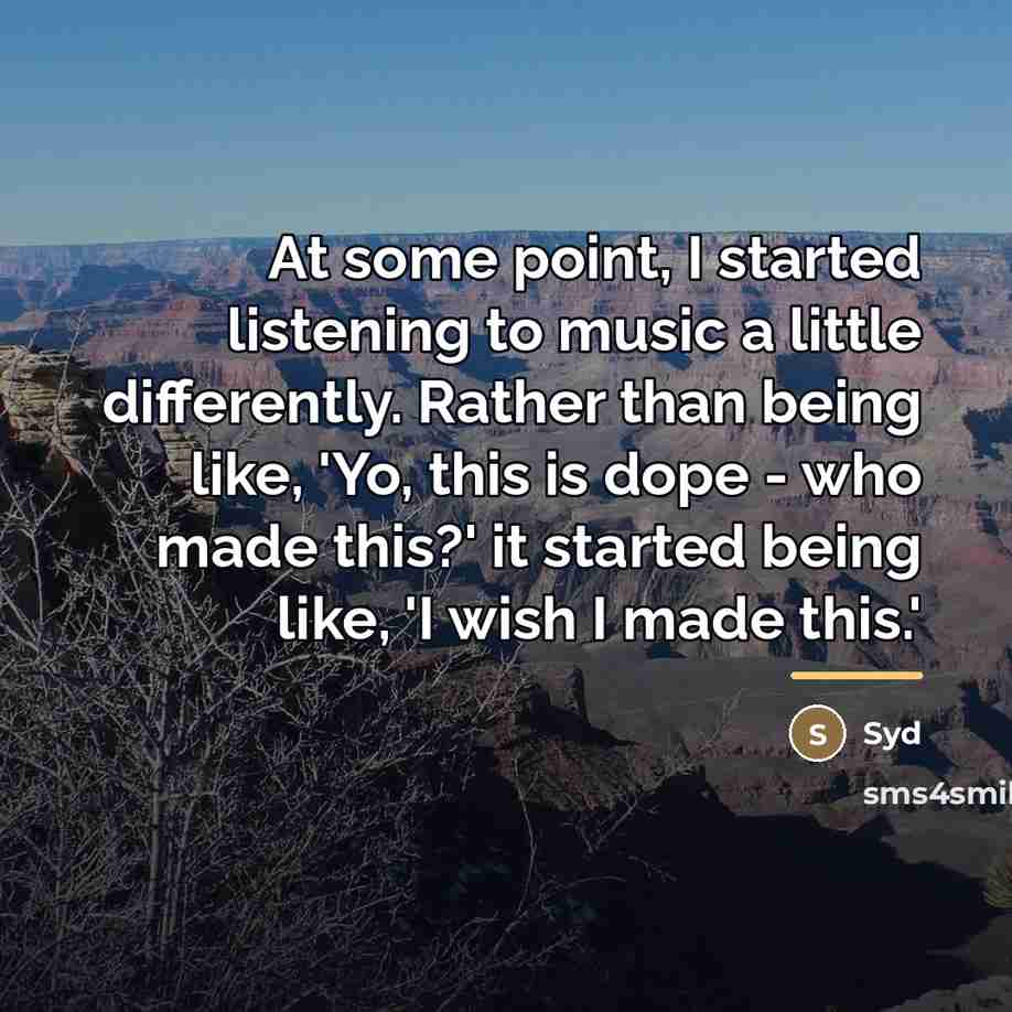“At some point, I started listening to music a little…” quote by Syd