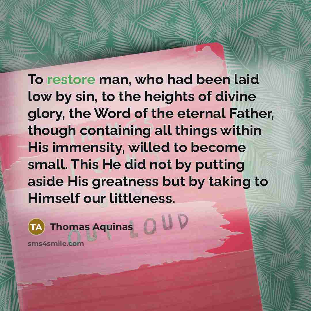 “To restore man, who had been laid low by sin,…” quote by Thomas Aquinas