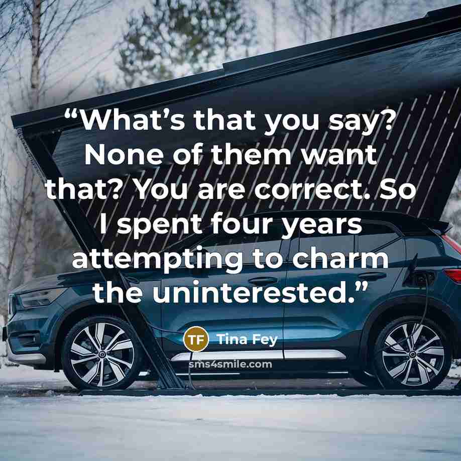 “What’s that you say? None of them want that? You are correct. So I spent four years attempting to charm the uninterested.” quote by Tina Fey