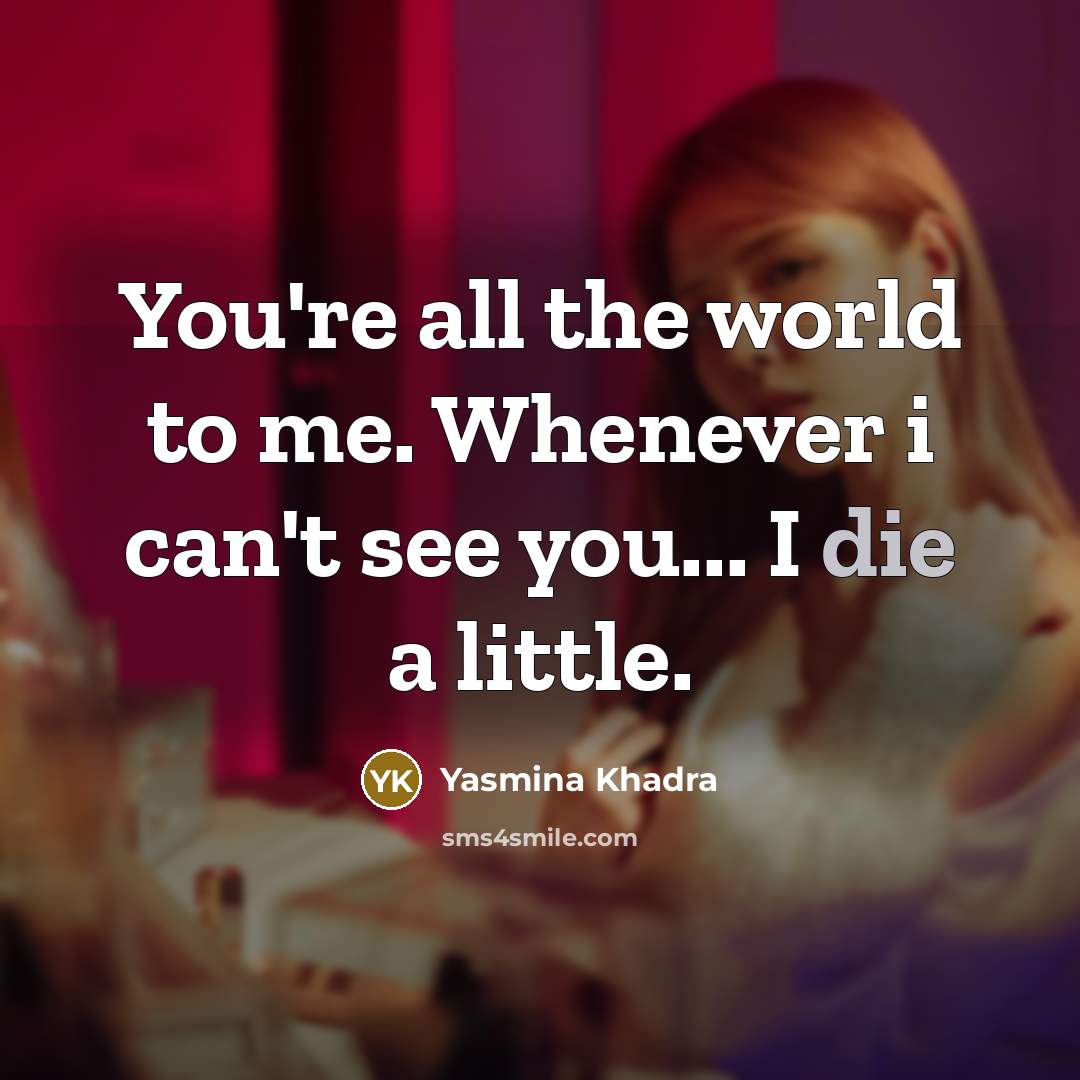 “You're all the world to me. Whenever i can't see…” quote by Yasmina Khadra