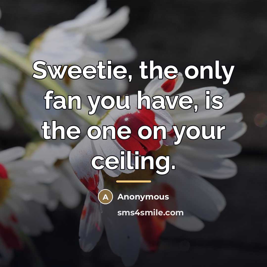 “Sweetie, the only fan you have, is the one on…” quote by Anonymous