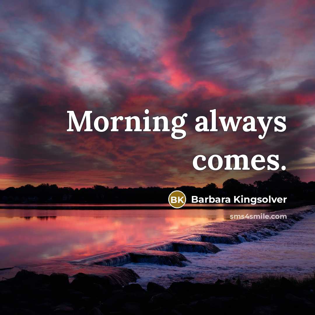 “Morning always comes.” quote by Barbara Kingsolver