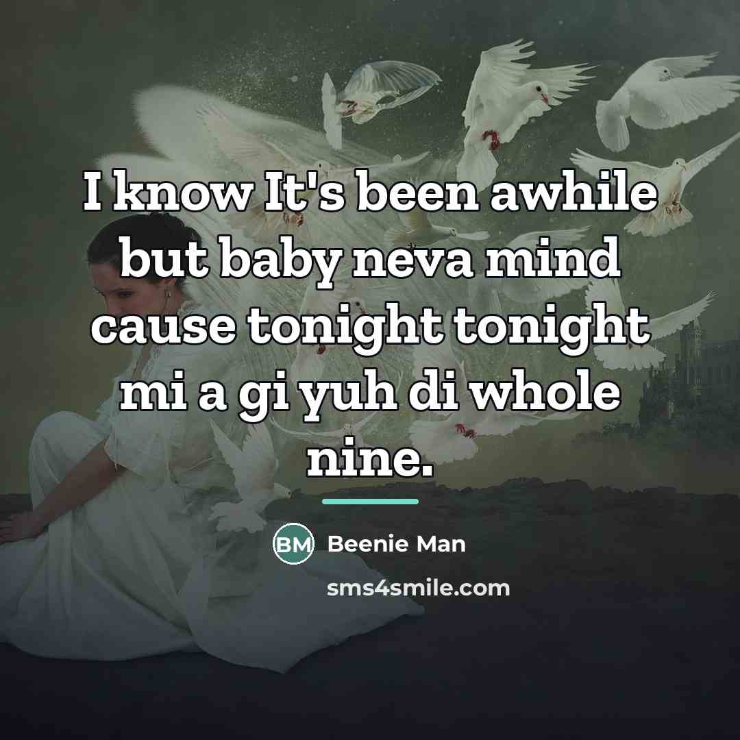 “I know It's been awhile but baby neva mind cause…” quote by Beenie Man