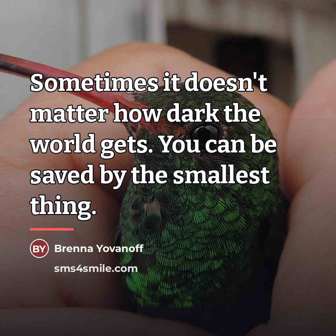 “Sometimes it doesn't matter how dark the world gets. You…” quote by Brenna Yovanoff