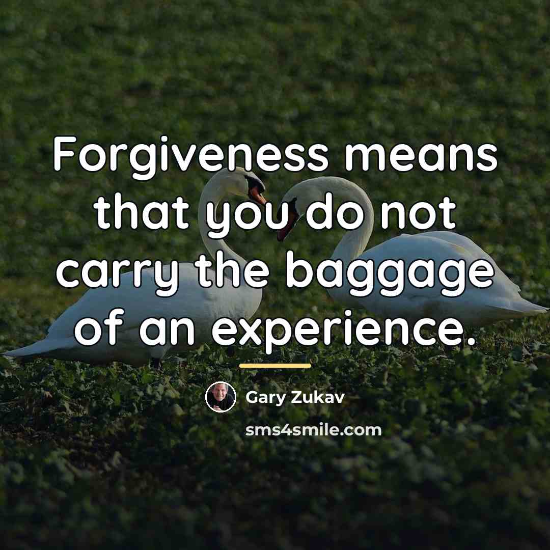 “Forgiveness means that you do not carry the baggage of…” quote by Gary Zukav