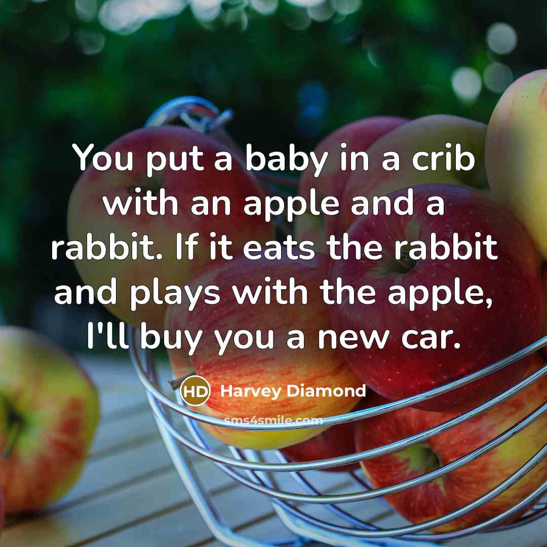 “You put a baby in a crib with an apple…” quote by Harvey Diamond