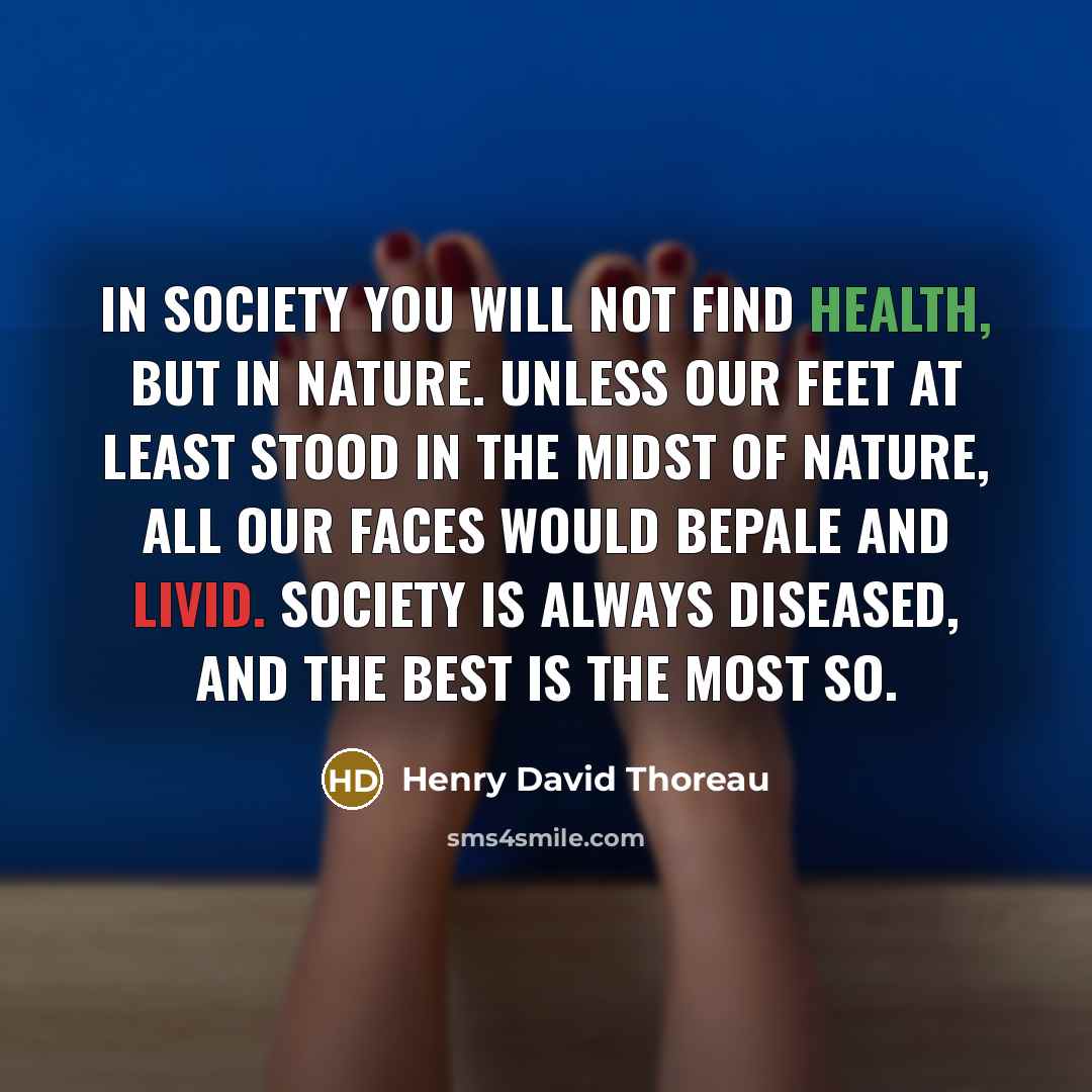 “In society you will not find health, but in nature.…” quote by Henry David Thoreau