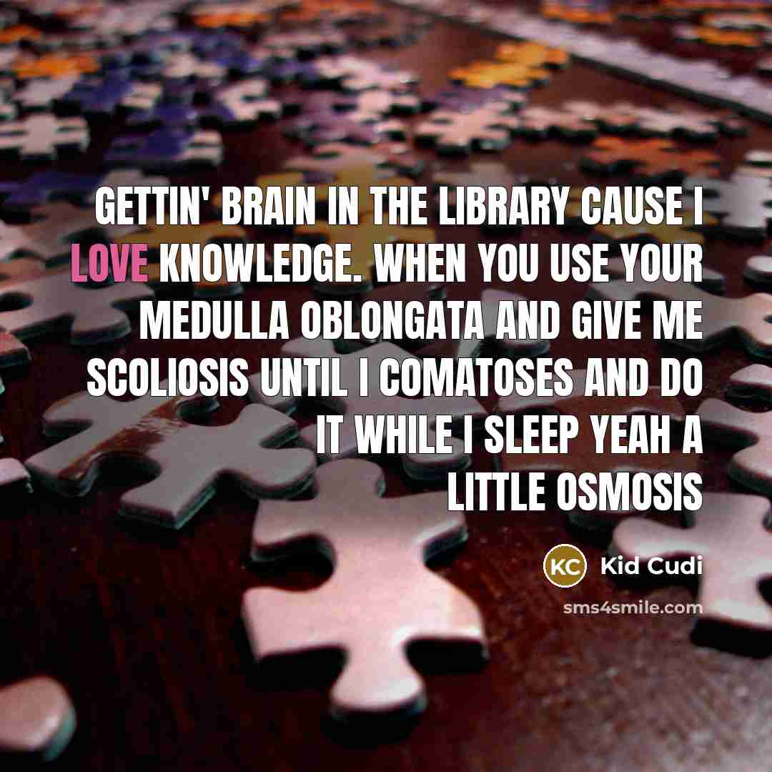 “Gettin' brain in the library cause I love knowledge. When…” quote by Kid Cudi