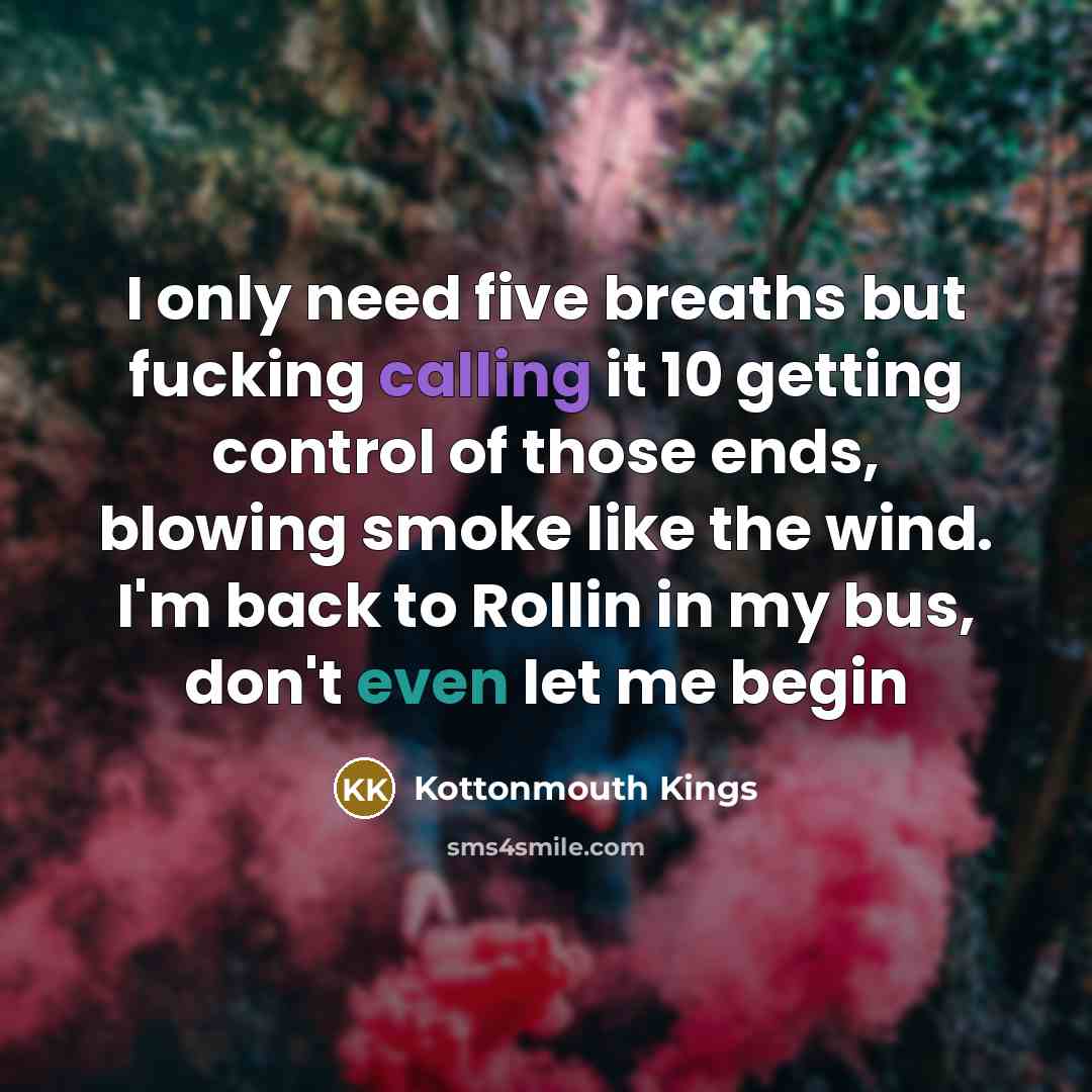 “I only need five breaths but fucking calling it 10…” quote by Kottonmouth Kings