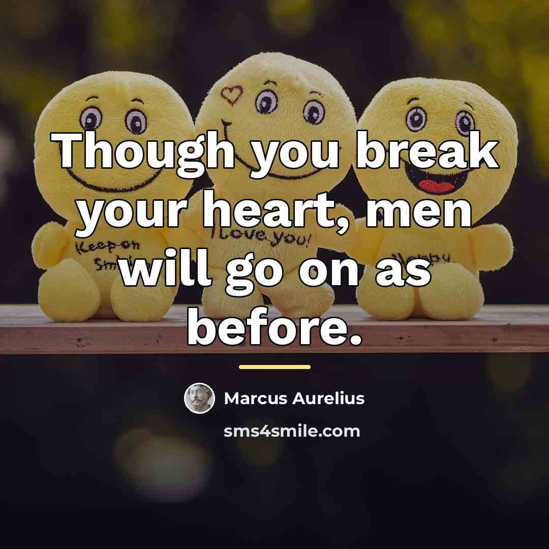 “Though you break your heart, men will go on as…” quote by Marcus Aurelius