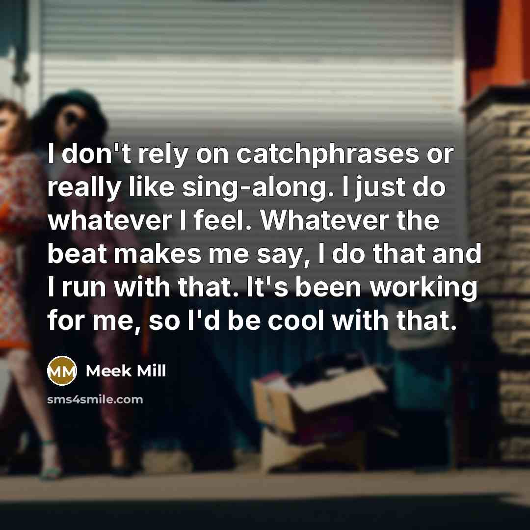 “I don't rely on catchphrases or really like sing-along. I…” quote by Meek Mill