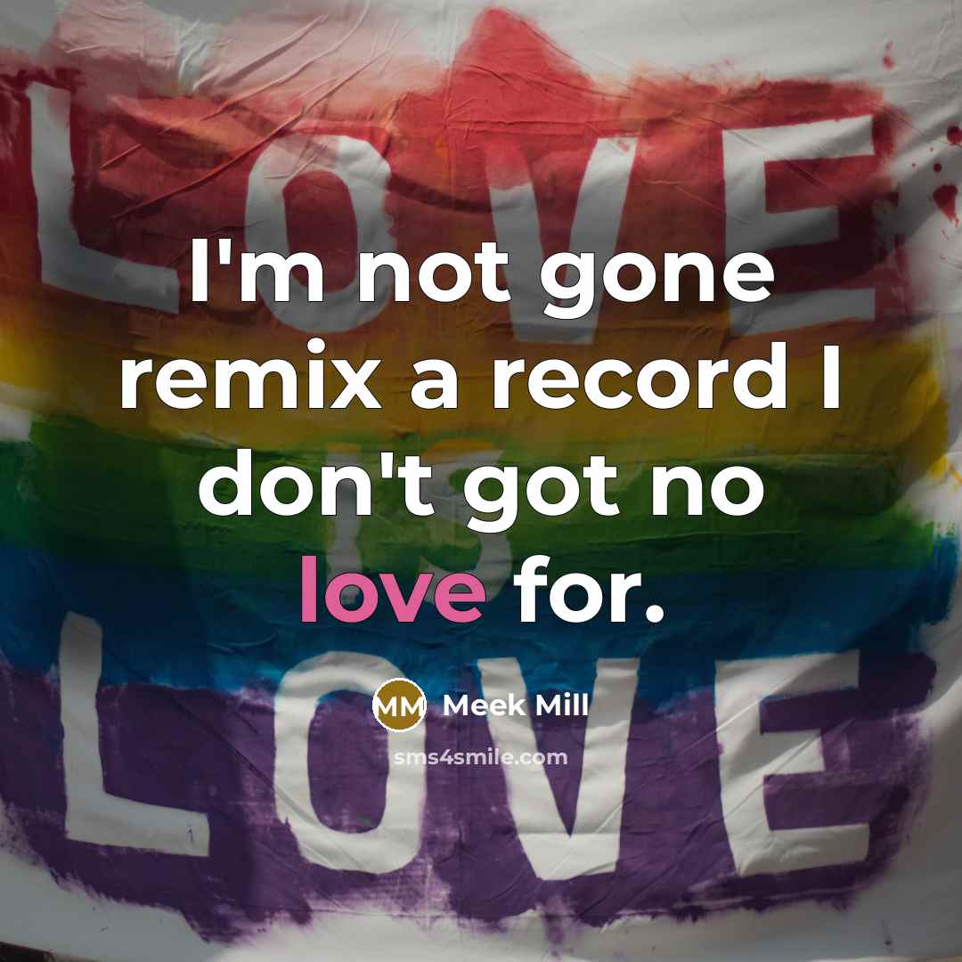 “I'm not gone remix a record I don't got no…” quote by Meek Mill