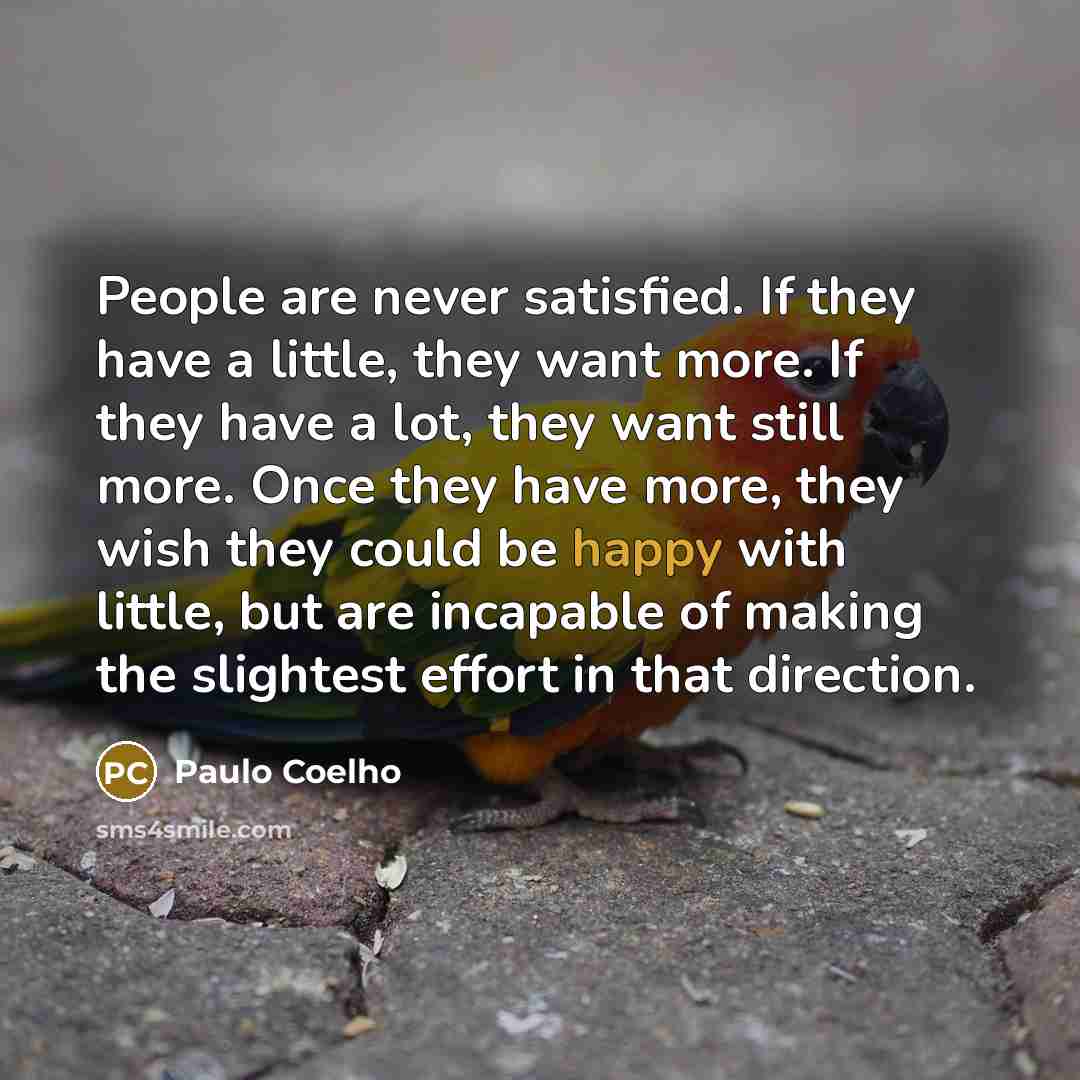 “People are never satisfied. If they have a little, they…” quote by Paulo Coelho
