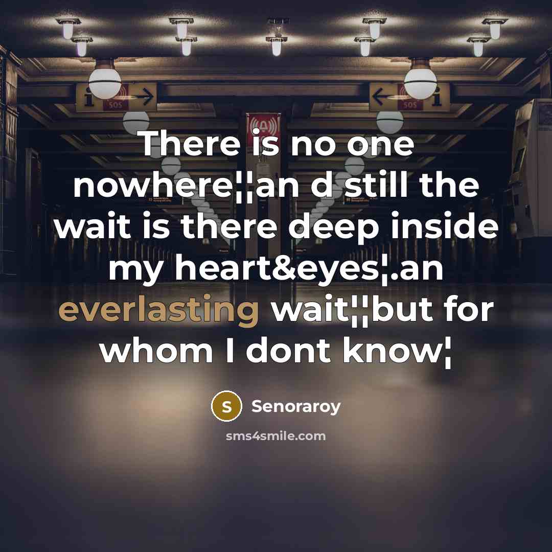 “There is no one nowhere¦¦an d still the wait is there deep inside my heart&eyes¦.an everlasting wait¦¦but for whom I dont know¦” quote by Senoraroy