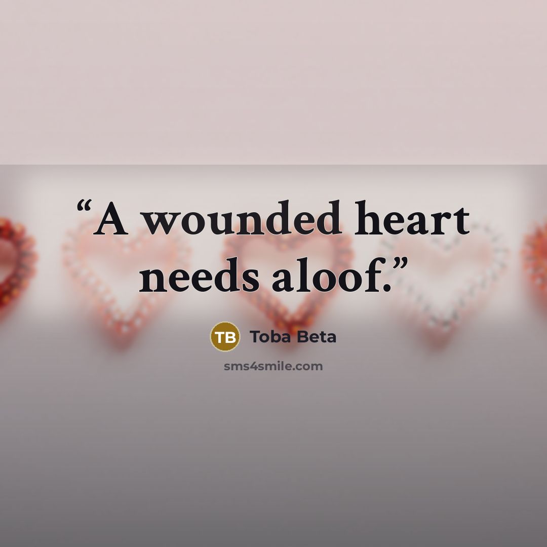 “A wounded heart needs aloof.” quote by Toba Beta