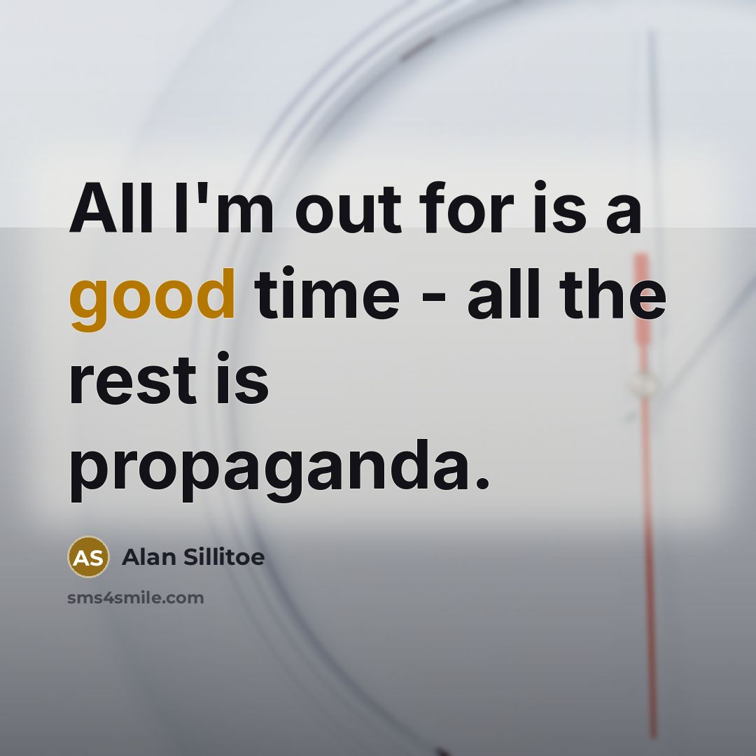 “All I'm out for is a good time - all…” quote by Alan Sillitoe