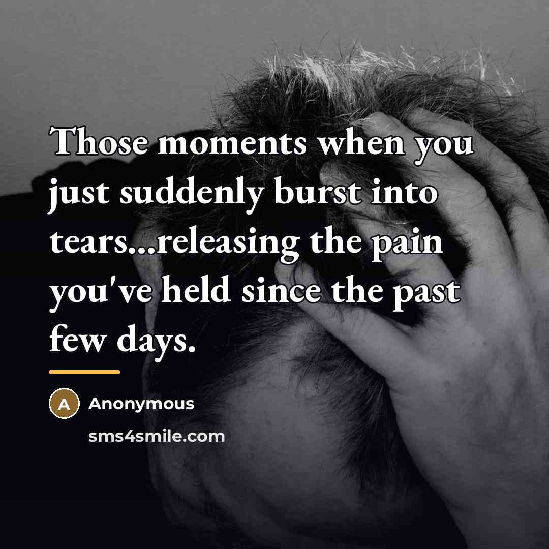 “Those moments when you just suddenly burst into tears...releasing the…” quote by Anonymous