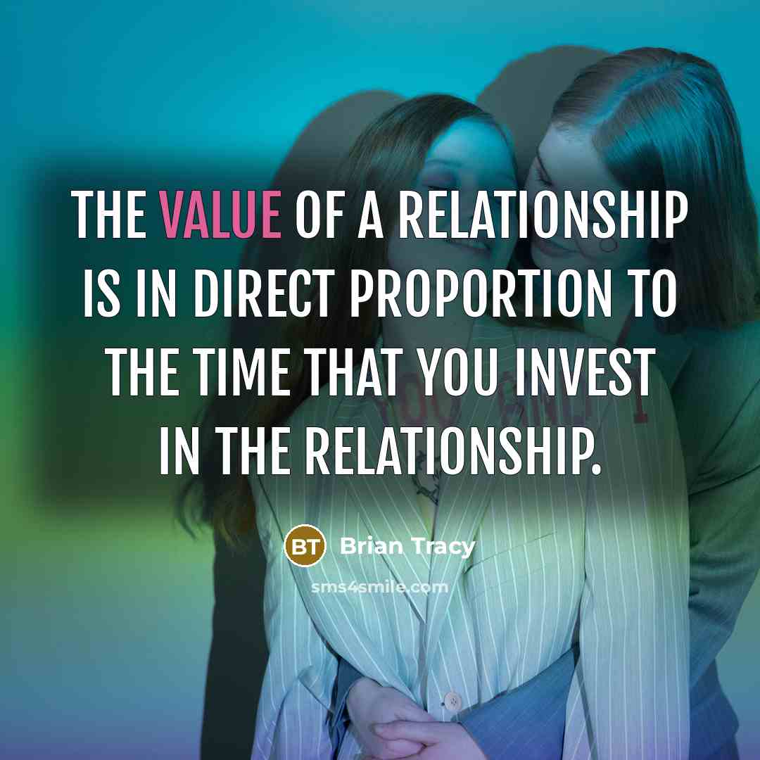 “The value of a relationship is in direct proportion to…” quote by Brian Tracy