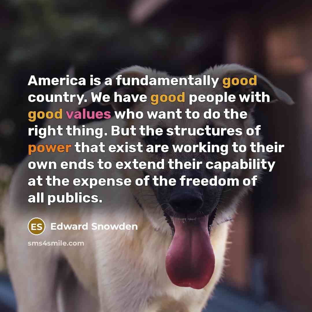 “America is a fundamentally good country. We have good people…” quote by Edward Snowden