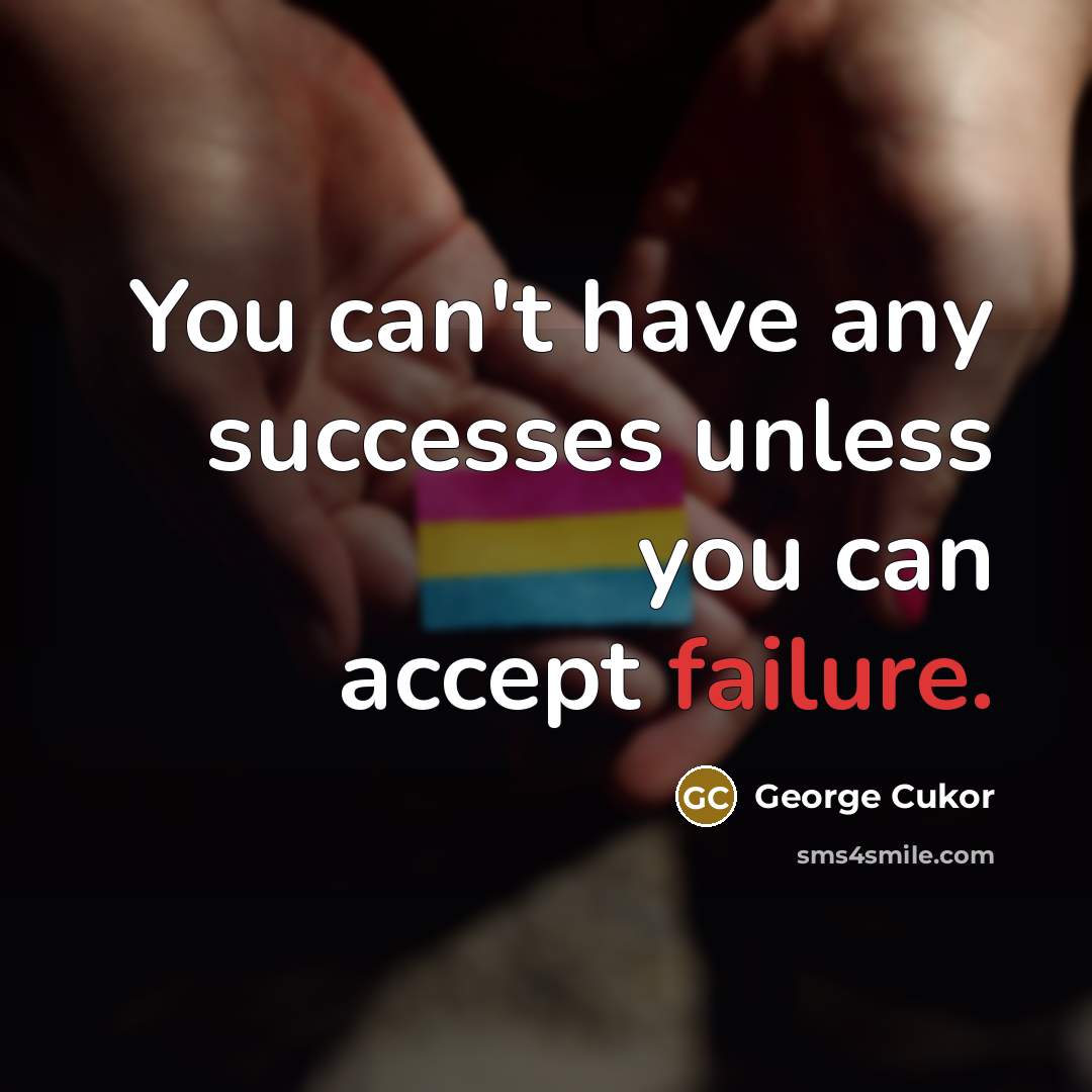 “You can't have any successes unless you can accept failure.…” quote by George Cukor