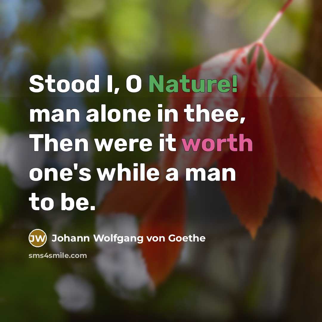 “Stood I, O Nature! man alone in thee, Then were…” quote by Johann Wolfgang von Goethe