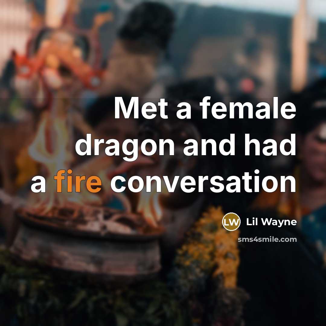 “Met a female dragon and had a fire conversation…” quote by Lil Wayne