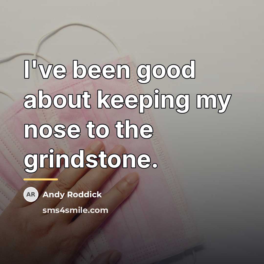 “I've been good about keeping my nose to the grindstone.…” quote by Andy Roddick