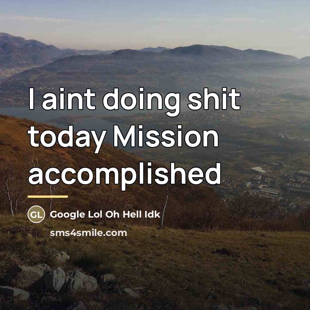 “I aint doing shit today Mission accomplished…” quote by Google Lol Oh Hell Idk