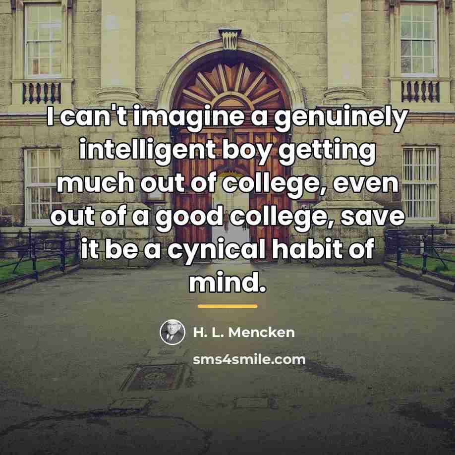 “I can't imagine a genuinely intelligent boy getting much out…” quote by H. L. Mencken
