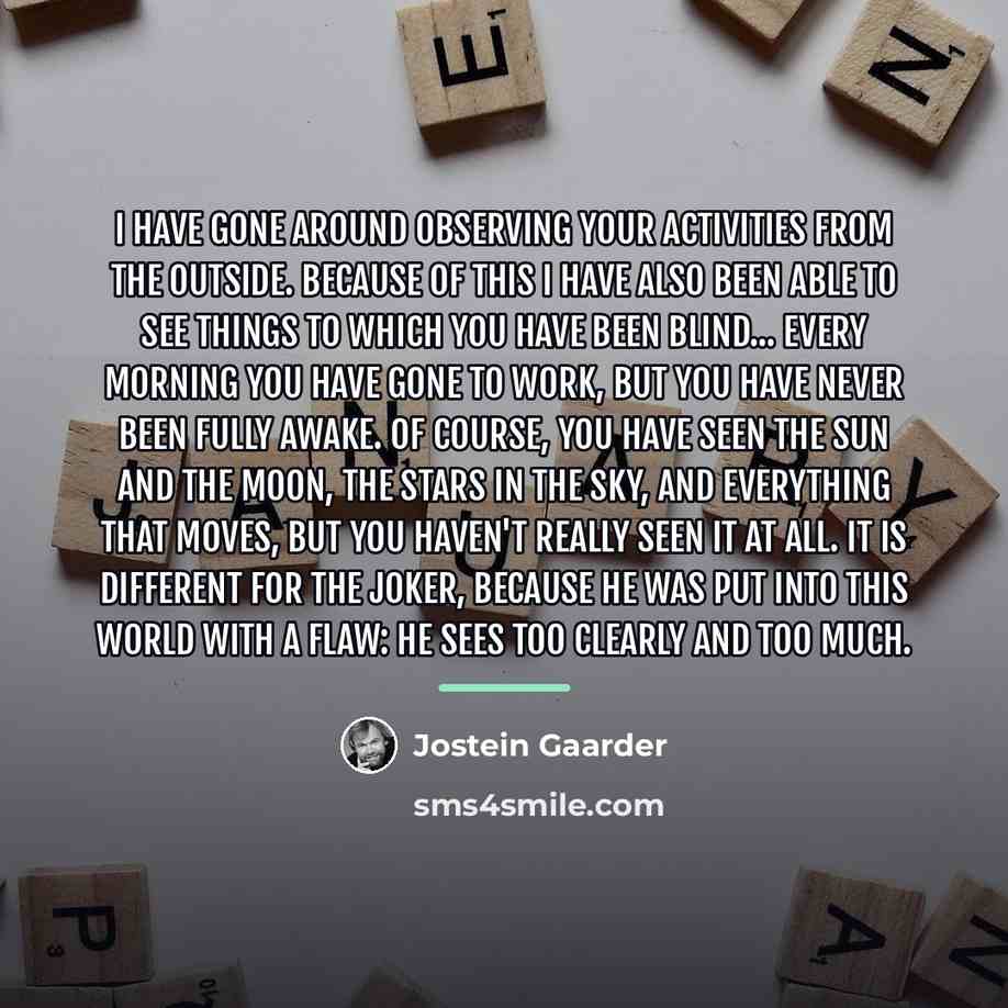 “I have gone around observing your activities from the outside.…” quote by Jostein Gaarder