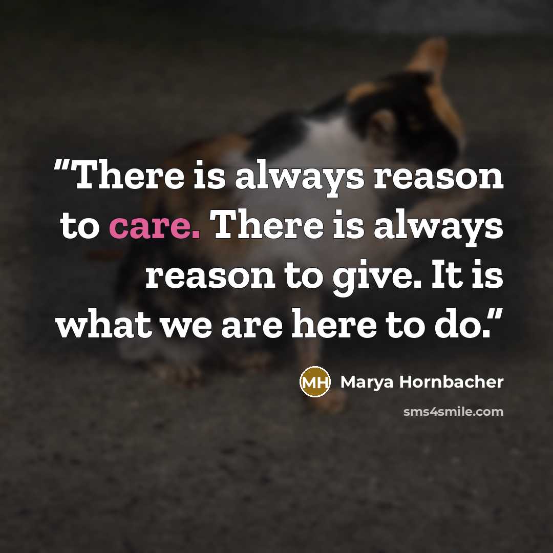 “There is always reason to care. There is always reason to give. It is what we are here to do.” quote by Marya Hornbacher
