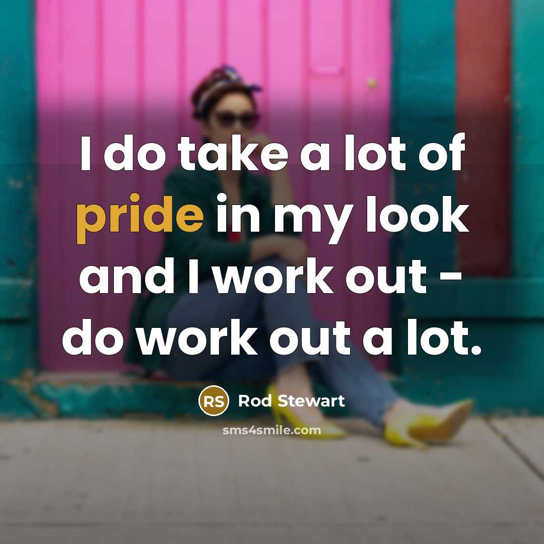 “I do take a lot of pride in my look and I work out - do work out a lot.” quote by Rod Stewart