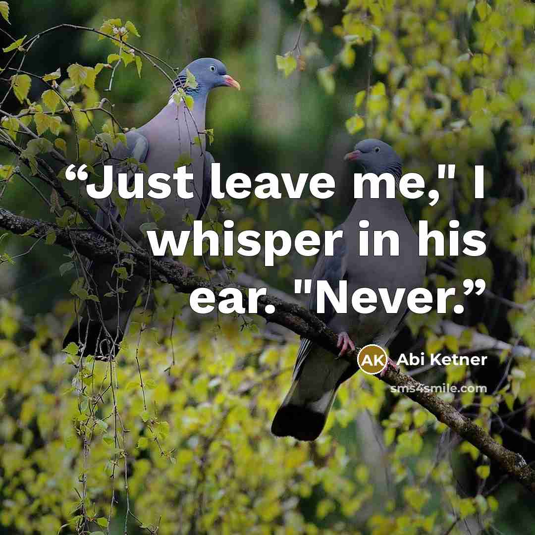 “Just leave me," I whisper in his ear. "Never.” quote by Abi Ketner
