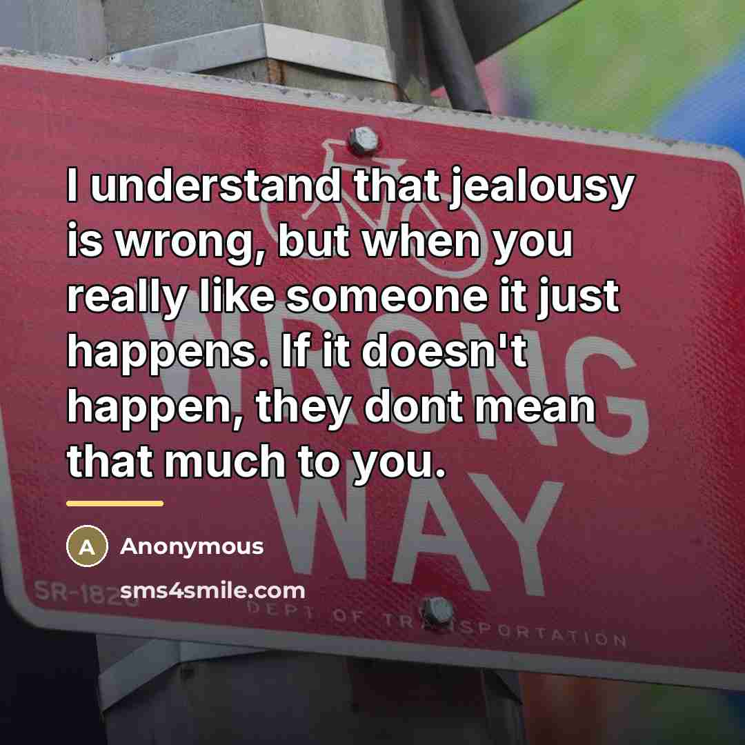 “I understand that jealousy is wrong, but when you really…” quote by Anonymous