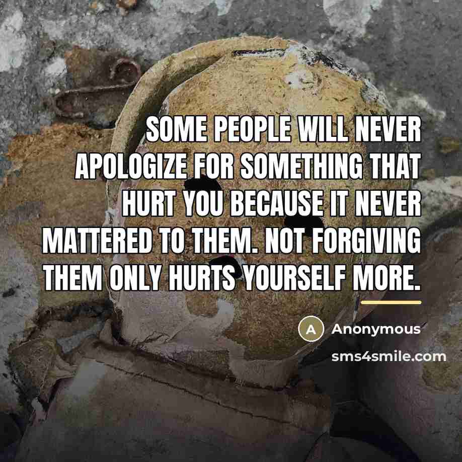 “Some people will never apologize for something that hurt you…” quote by Anonymous