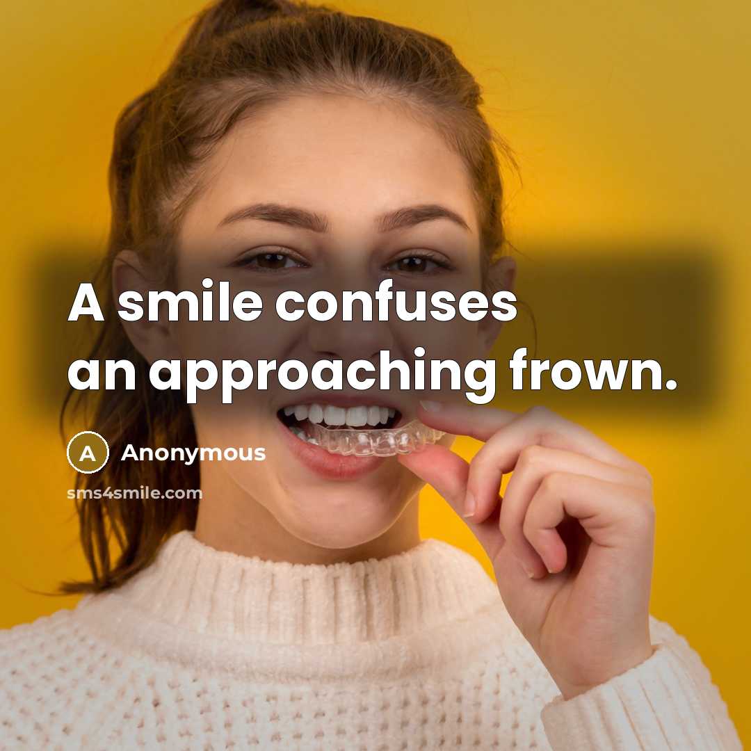 “A smile confuses an approaching frown.…” quote by Anonymous