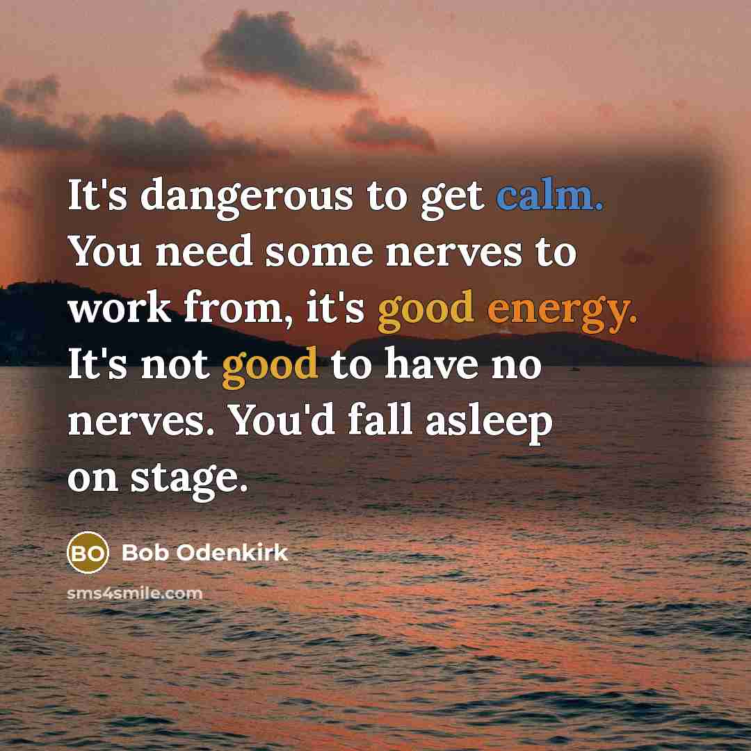 “It's dangerous to get calm. You need some nerves to…” quote by Bob Odenkirk