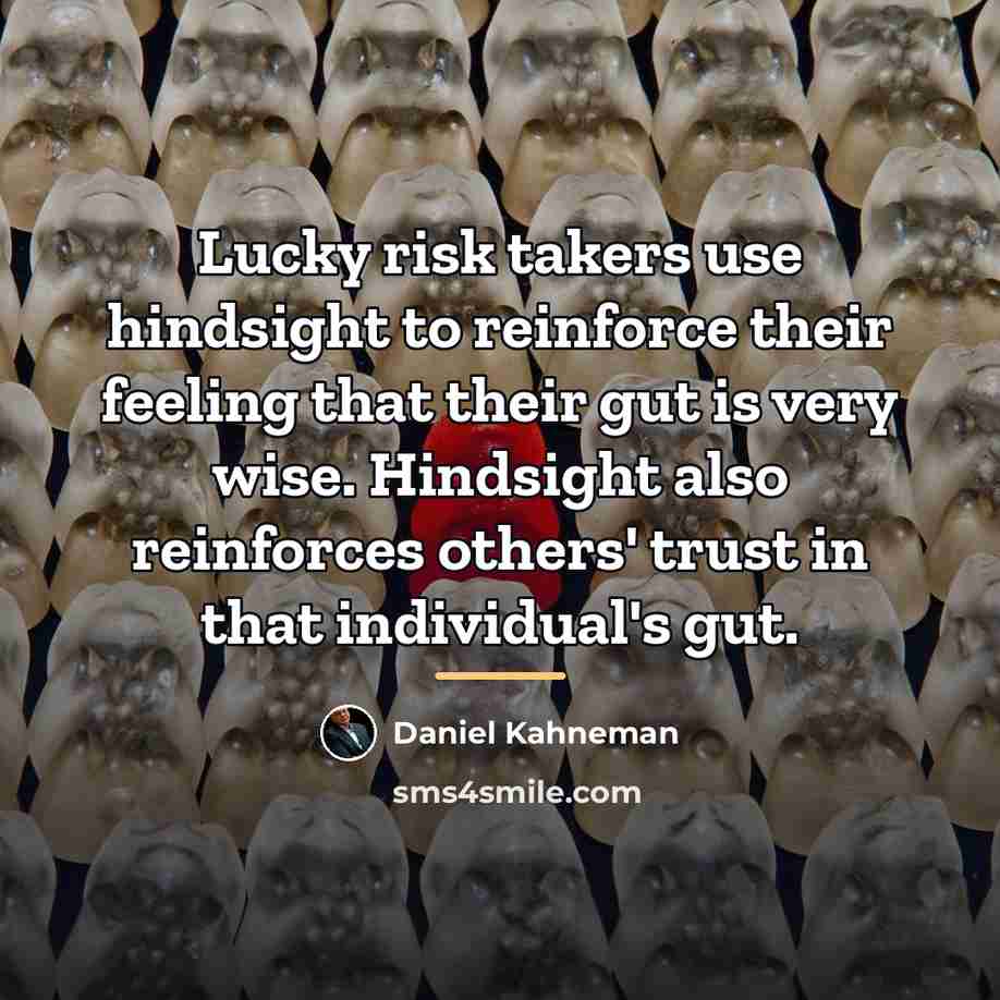 “Lucky risk takers use hindsight to reinforce their feeling that…” quote by Daniel Kahneman
