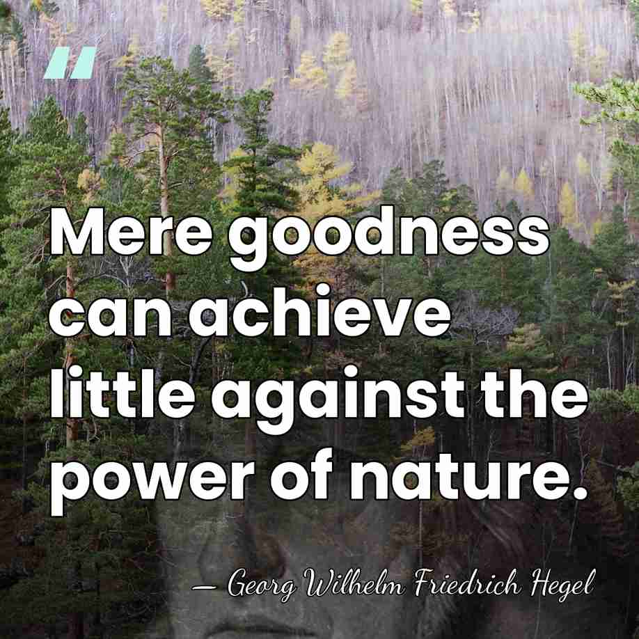 Mere goodness can achieve little against the power of nature. - Georg Wilhelm Friedrich Hegel