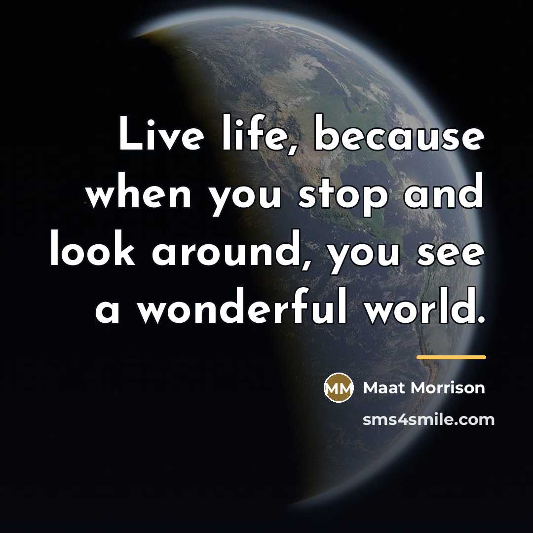 “Live life, because when you stop and look around, you…” quote by Maat Morrison