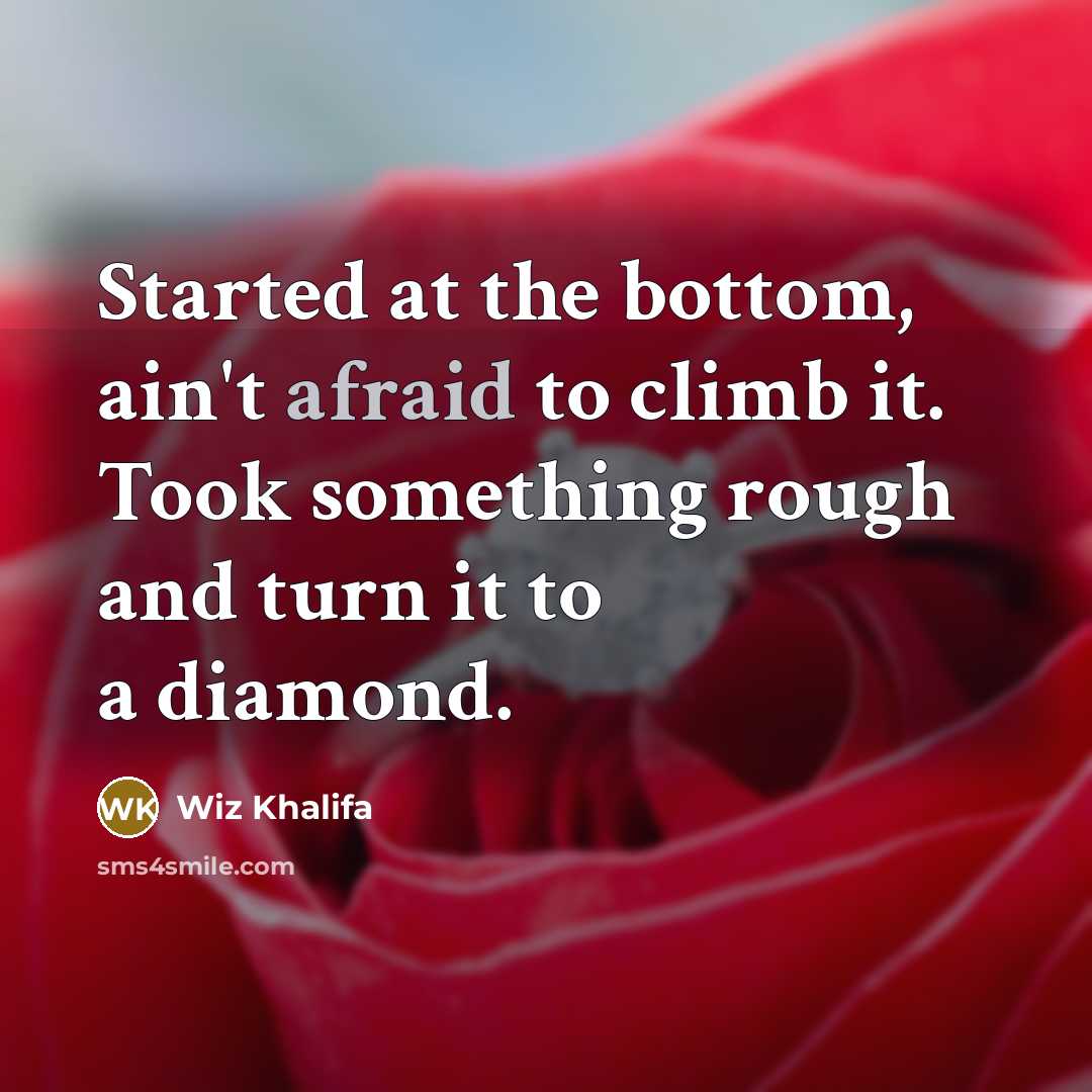 “Started at the bottom, ain't afraid to climb it. Took…” quote by Wiz Khalifa