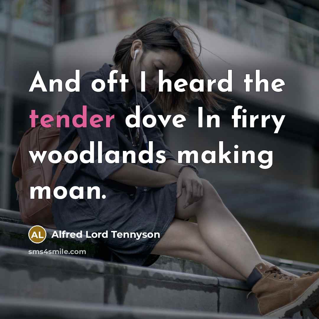 “And oft I heard the tender dove In firry woodlands…” quote by Alfred Lord Tennyson