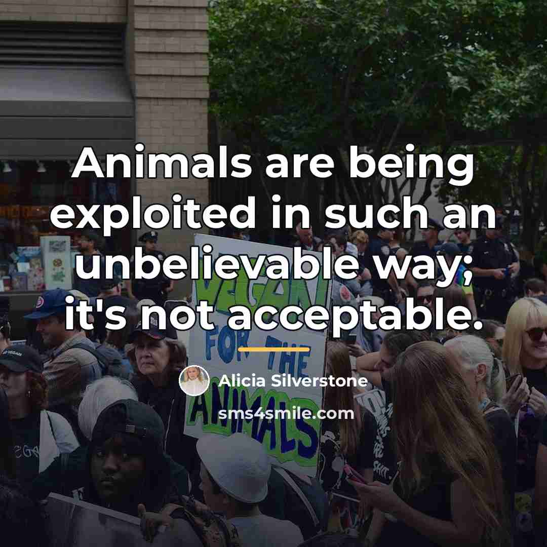 “Animals are being exploited in such an unbelievable way; it's…” quote by Alicia Silverstone