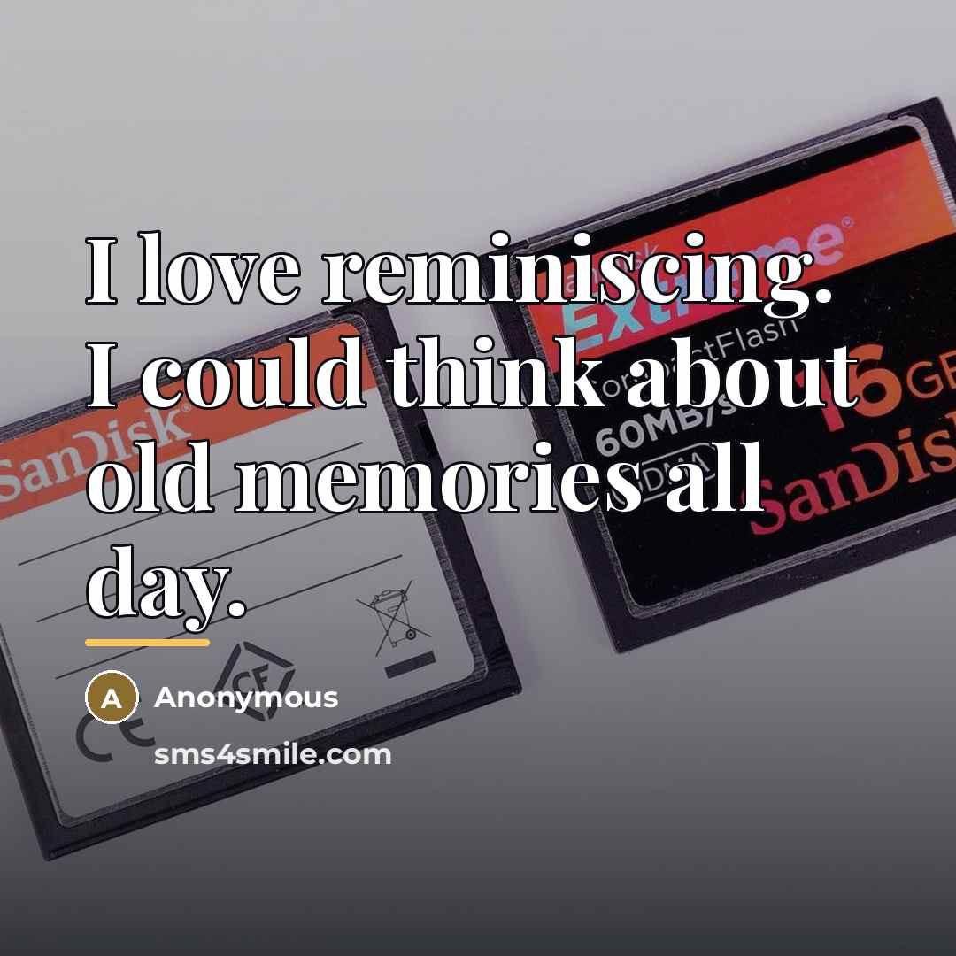 “I love reminiscing. I could think about old memories all…” quote by Anonymous