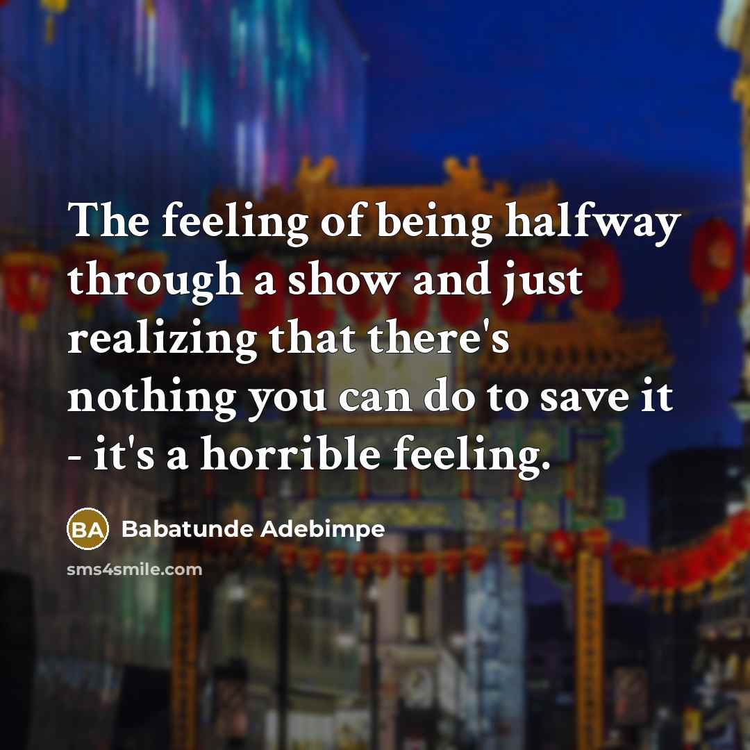 “The feeling of being halfway through a show and just…” quote by Babatunde Adebimpe