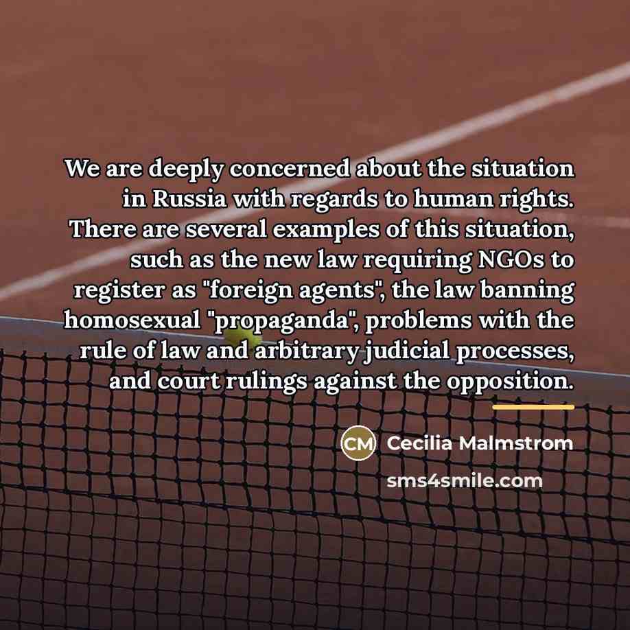 “We are deeply concerned about the situation in Russia with…” quote by Cecilia Malmstrom