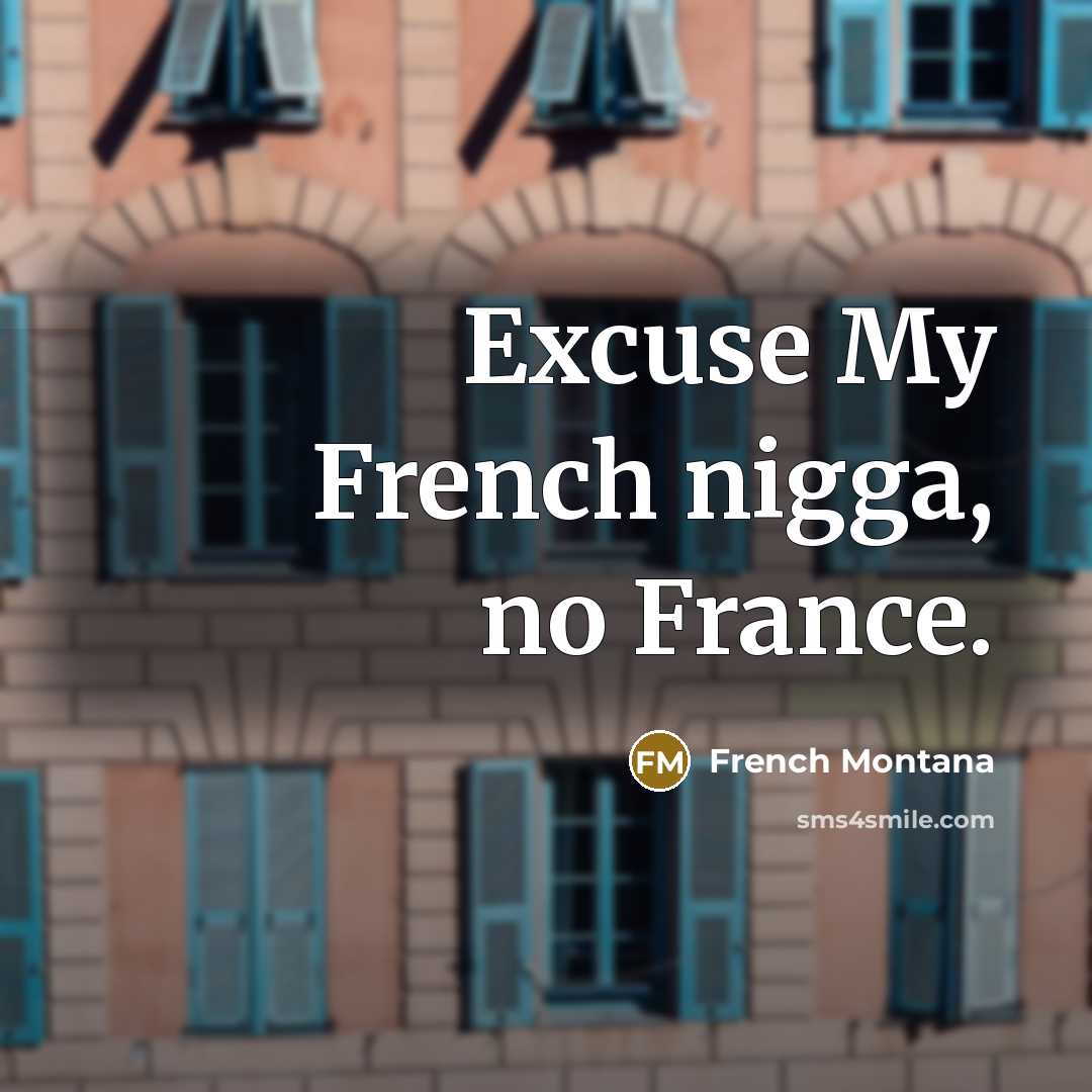 “Excuse My French nigga, no France.” quote by French Montana