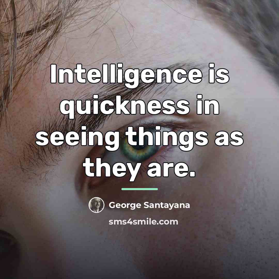 “Intelligence is quickness in seeing things as they are.…” quote by George Santayana