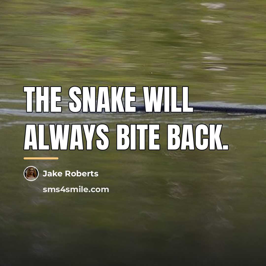 “The snake will always bite back.…” quote by Jake Roberts