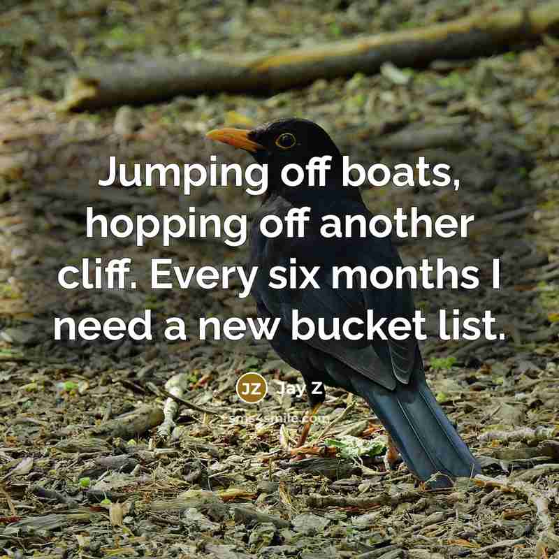 “Jumping off boats, hopping off another cliff. Every six months…” quote by Jay Z